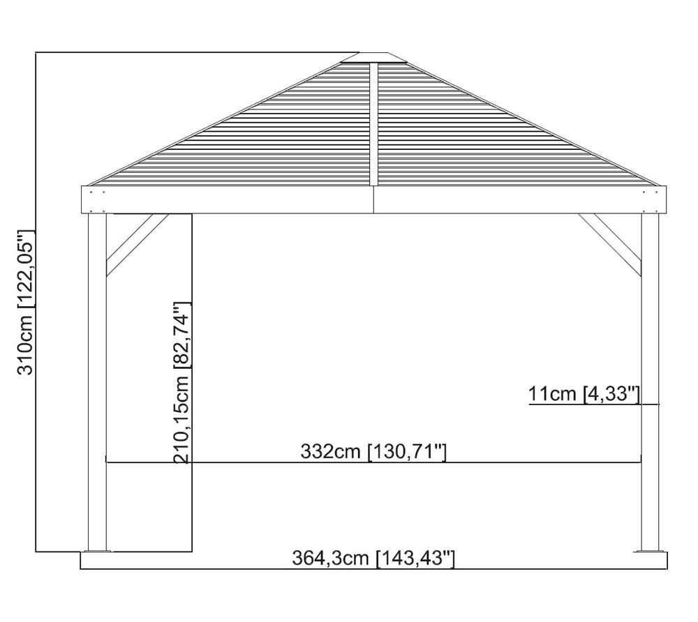 Pavilion South Beach 3,6x3,6 m s trdo streho - slika 7