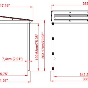 Skica in mere nadstreška
