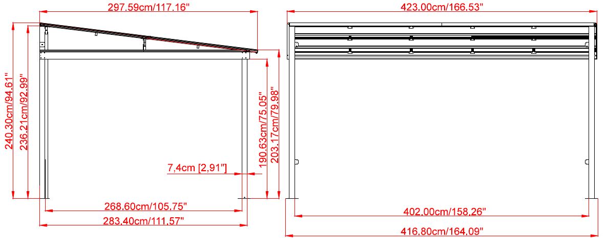Nadstrešek Portland 3x4,2 m - slika 6